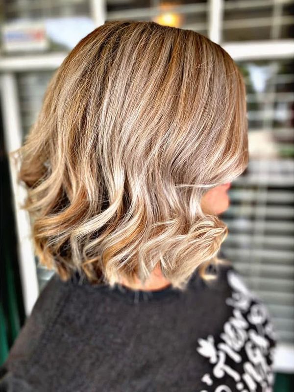 Brunette base with caramel highlights